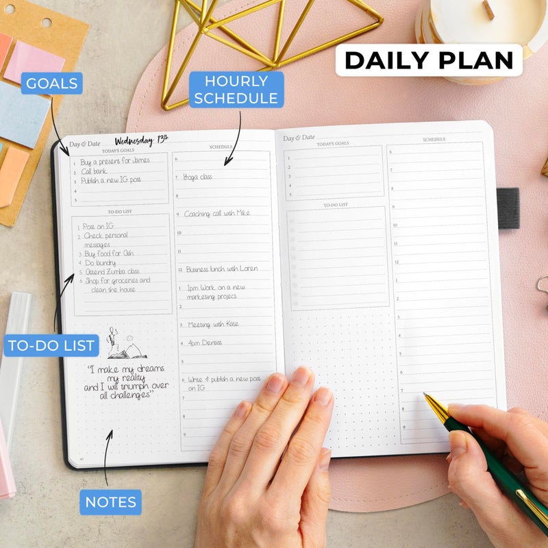 Legend Planner Daily for 3 Months â€“ Undated Monthly Weekly & Daily Planner to Hit Goals. Organizer & Productivity Journal, A5 (Black) - Image 3